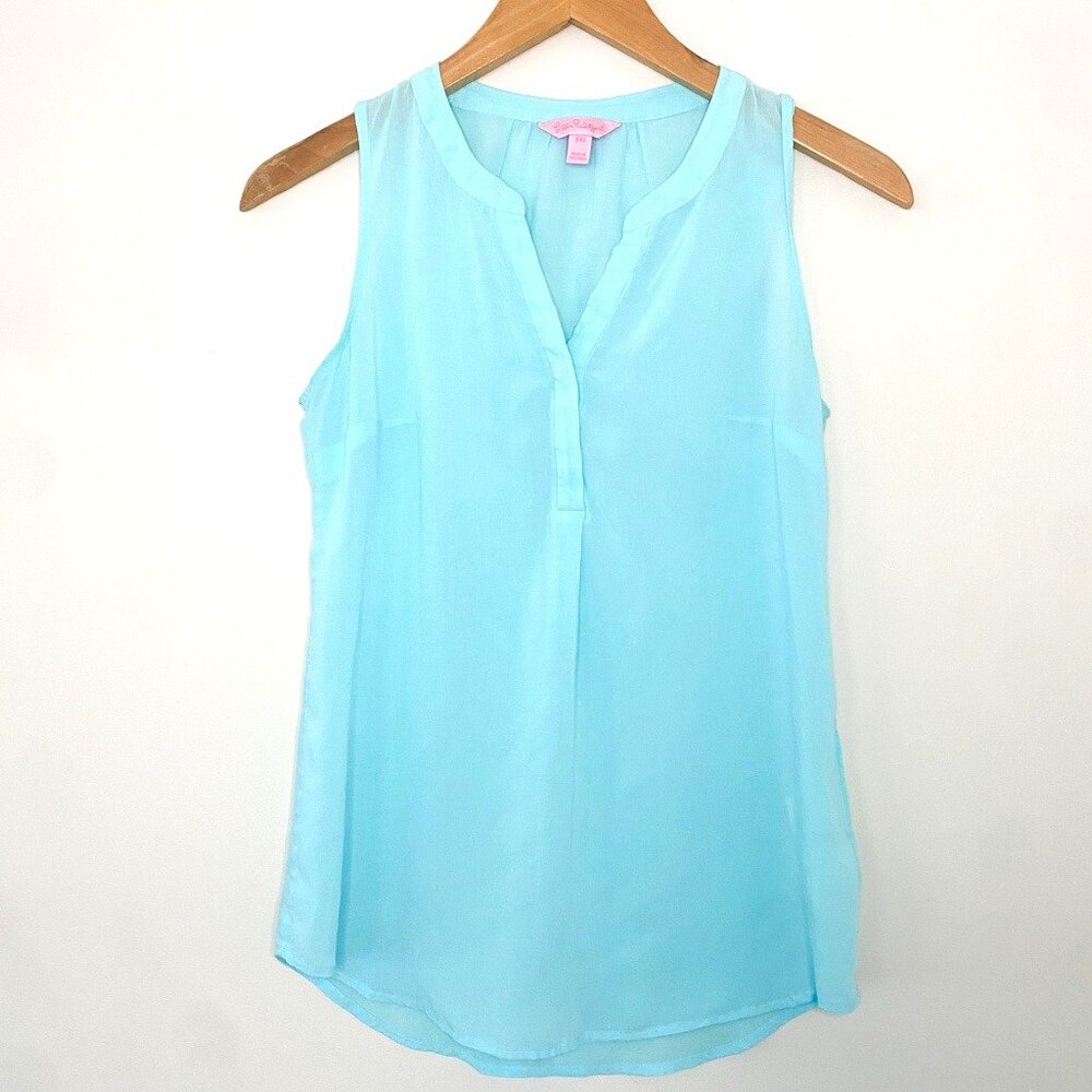 Lilly Pulitzer Stacey Sleeveless Top - Serene Blue XXS‎ - Picture 2 of 5